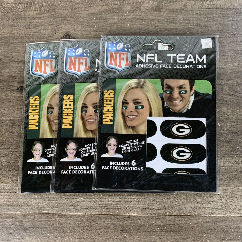 Green Bay Packers NFL Vinyl Face Decorations Eye Black Strips - 3 Pk (18 strips)